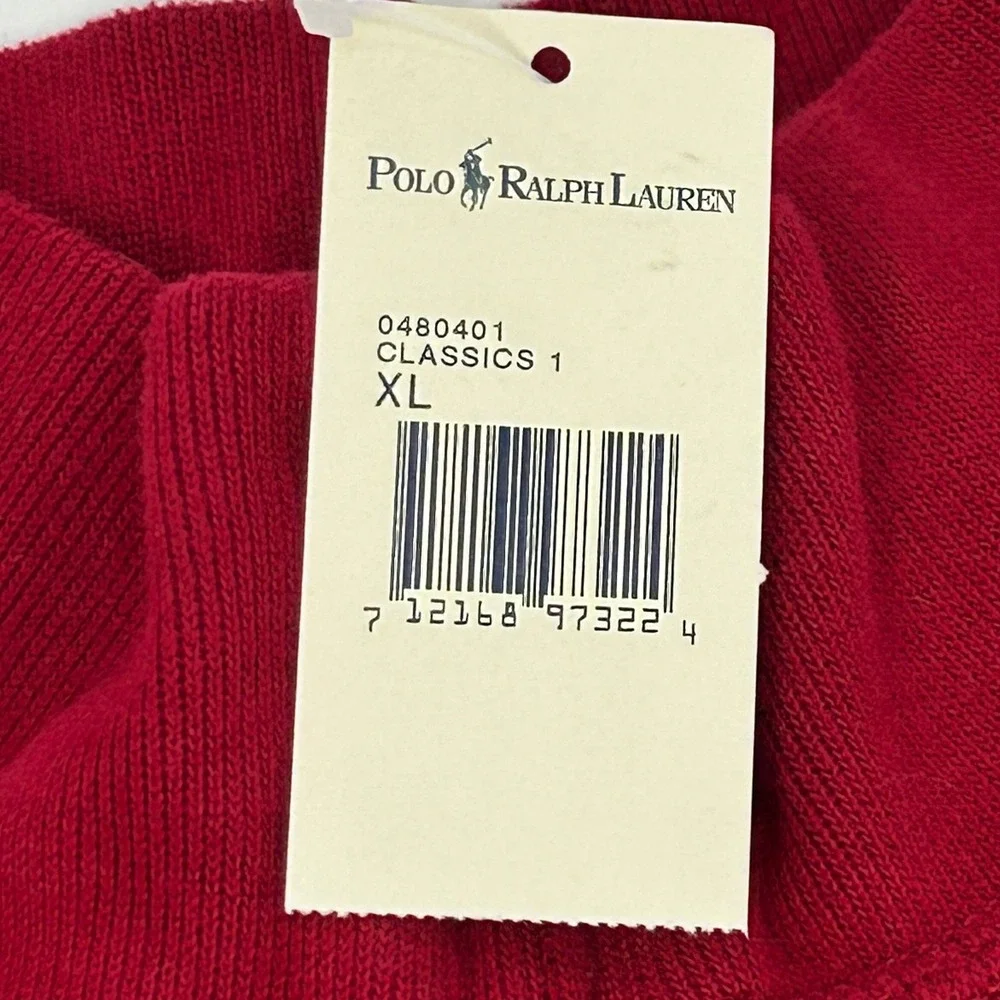 Polo Ralph Lauren Sweater Pullover Mens XL Red Long Sleeve 1/4 Zip Mock Neck NEW